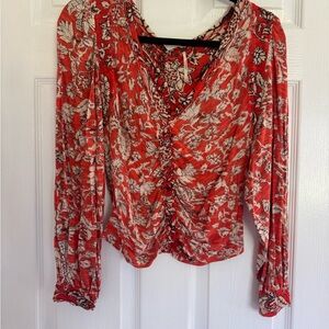 Free People Dark Orange Floral Women's Top
